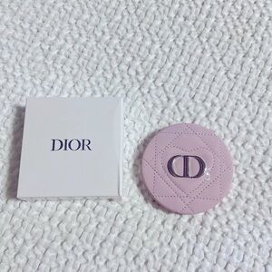 DIOR Pink Quilted Leather Compact Mirror With Case with CD Logo